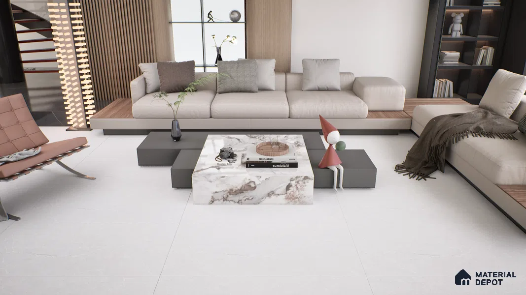 Marble Wall & Floor Tile TL 05159 Marblis Winter Veil 4 ft x 2 ft Vitrified Carving Matte Finish - 9 mm (Random 4) | Suitable for Living Room, Bedroom & Bathroom