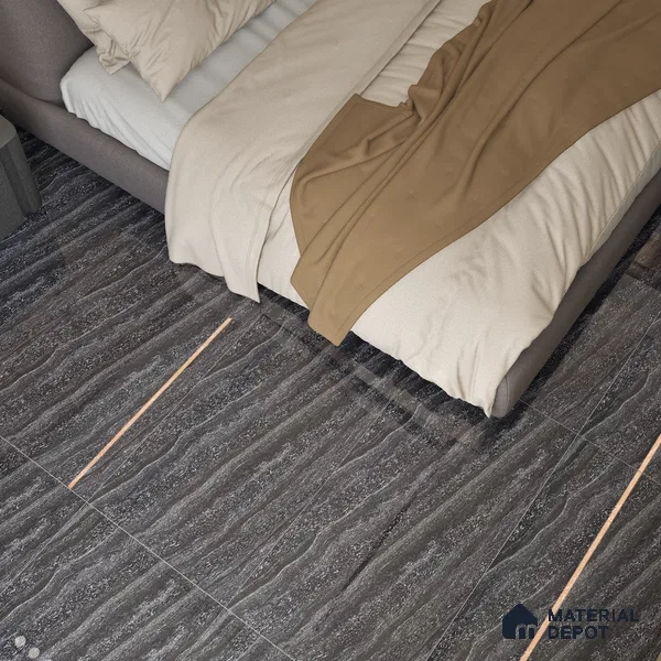 Double Charge Floor & Wall Tile TL 00652 Dualcore Neo Black 4 ft x 2 ft Vitrified Glossy Finish - 9 mm | Suitable for Bedroom, Living Room, Office & Bathroom Wall