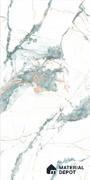 Marble Wall & Floor Tile TL 05146 Marblis Aqua Vein 4 ft x 2 ft Vitrified Endless Glossy Finish - 9 mm (Random 3) | Suitable for Living Room, Bedroom & Bathroom