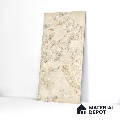 Marble Floor & Wall Tile Pastel Ivory Glossy Finish TL 00974 | 5 ft x 2.5 ft Vitrified Slab - 9 mm | 3 Random Design | Suitable for Living Room, Bedroom