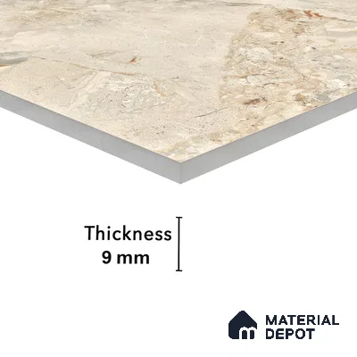 Marble Floor & Wall Tile Pastel Ivory Glossy Finish TL 00974 | 5 ft x 2.5 ft Vitrified Slab - 9 mm | 3 Random Design | Suitable for Living Room, Bedroom