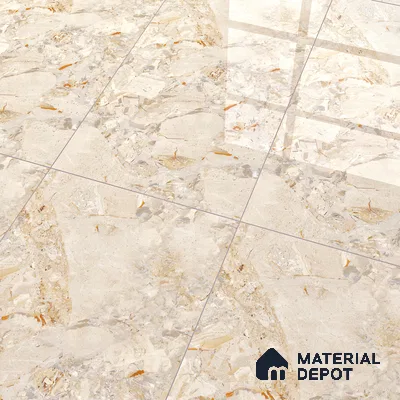 Marble Floor & Wall Tile Pastel Ivory Glossy Finish TL 00974 | 5 ft x 2.5 ft Vitrified Slab - 9 mm | 3 Random Design | Suitable for Living Room, Bedroom
