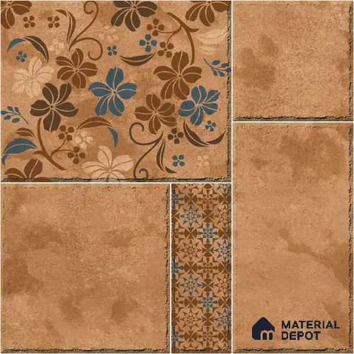 TL 01815 B Patterned 2 Marrone Brown 12 x 12 inch Matte Finish Parking Anti Skid Vitrified Floor Tile - 8 mm