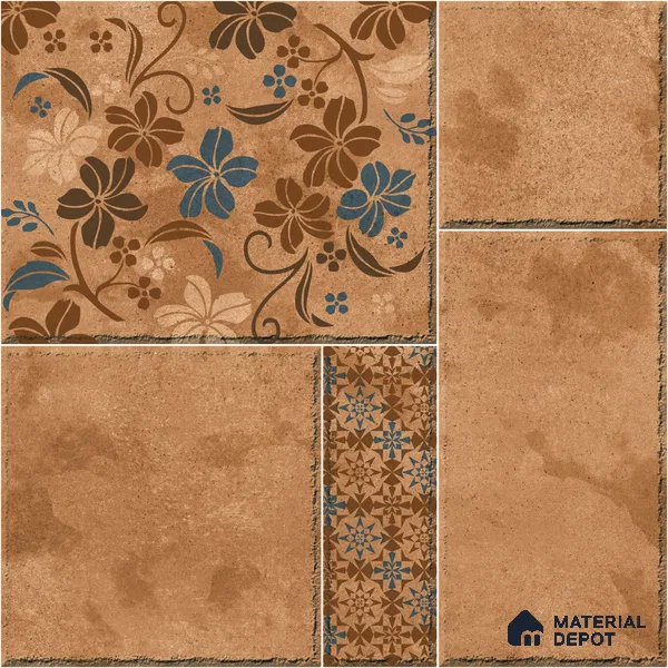 TL 01815 B Patterned 2 Marrone Brown 12 x 12 inch Matte Finish Parking Anti Skid Vitrified Floor Tile - 8 mm | Suitable for Parking, Courtyard, Bathroom
