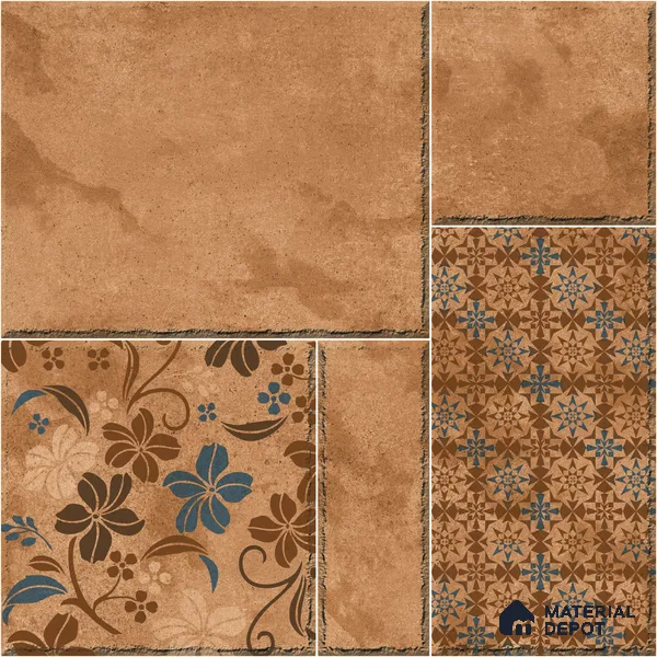 TL 01815 C Patterned 3 Marrone Brown 12 x 12 inch Matte Finish Parking Anti Skid Vitrified Floor Tile - 8 mm | Suitable for Parking, Courtyard, Bathroom