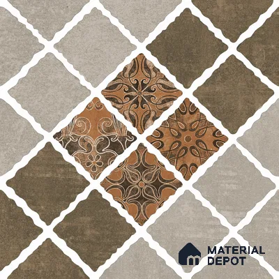 Parking Tile Patterned Brown 12 x 12 inch Anti Skid Matte Finish Vitrified Floor Tile - 8 mm | TL 01823 | Suitable for Parking, Courtyard, Balcony