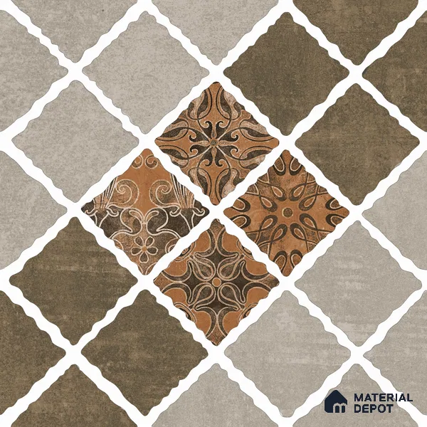 Parking Tile Patterned Brown 12 x 12 inch Anti Skid Matte Finish Vitrified Floor Tile - 8 mm | TL 01823 | Suitable for Parking, Courtyard, Balcony