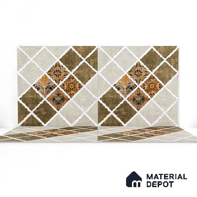 Parking Tile Patterned Brown 12 x 12 inch Anti Skid Matte Finish Vitrified Floor Tile - 8 mm | TL 01823 | Suitable for Parking, Courtyard, Balcony
