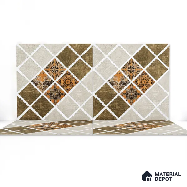 Parking Tile Patterned Brown 12 x 12 inch Anti Skid Matte Finish Vitrified Floor Tile - 8 mm | TL 01823 | Suitable for Parking, Courtyard, Balcony