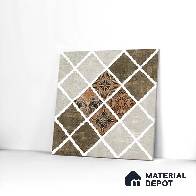 Parking Tile Patterned Brown 12 x 12 inch Anti Skid Matte Finish Vitrified Floor Tile - 8 mm | TL 01823 | Suitable for Parking, Courtyard, Balcony