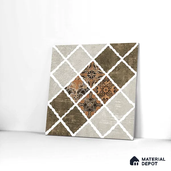 Parking Tile Patterned Brown 12 x 12 inch Anti Skid Matte Finish Vitrified Floor Tile - 8 mm | TL 01823 | Suitable for Parking, Courtyard, Balcony