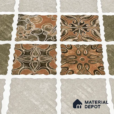 Parking Tile Patterned Brown 12 x 12 inch Anti Skid Matte Finish Vitrified Floor Tile - 8 mm | TL 01823 | Suitable for Parking, Courtyard, Balcony