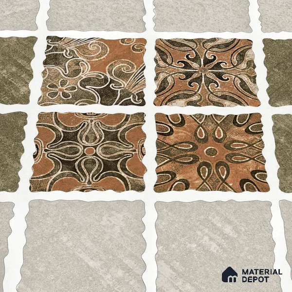 Parking Tile Patterned Brown 12 x 12 inch Anti Skid Matte Finish Vitrified Floor Tile - 8 mm | TL 01823 | Suitable for Parking, Courtyard, Balcony