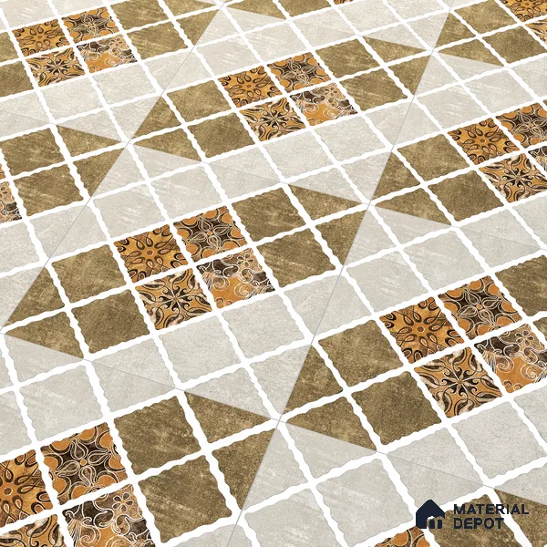 Parking Tile Patterned Brown 12 x 12 inch Anti Skid Matte Finish Vitrified Floor Tile - 8 mm | TL 01823 | Suitable for Parking, Courtyard, Balcony