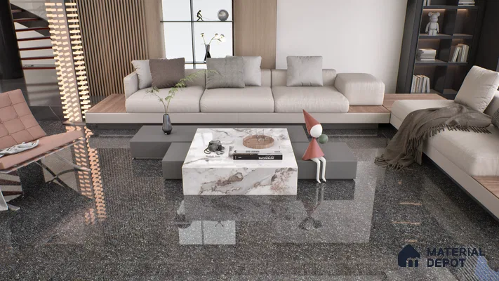 Double Charge Floor & Wall Tile TL 00430 Dualcore Inky Black 4 ft x 2 ft Vitrified Glossy Finish - 9 mm | Suitable for Bedroom, Living Room, Office & Bathroom Wall