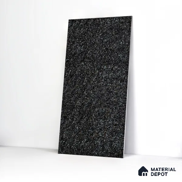 Double Charge Floor & Wall Tile TL 00430 Dualcore Inky Black 4 ft x 2 ft Vitrified Glossy Finish - 9 mm | Suitable for Bedroom, Living Room, Office & Bathroom Wall