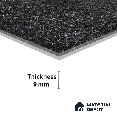 Double Charge Floor & Wall Tile TL 00430 Dualcore Inky Black 4 ft x 2 ft Vitrified Glossy Finish - 9 mm | Suitable for Bedroom, Living Room, Office & Bathroom Wall