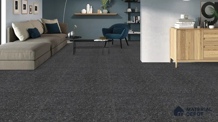 Double Charge Floor & Wall Tile TL 00430 Dualcore Inky Black 4 ft x 2 ft Vitrified Glossy Finish - 9 mm | Suitable for Bedroom, Living Room, Office & Bathroom Wall