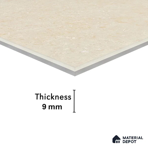 Double Charge Floor & Wall Tile TL 00432 Dualcore Vanilla Beige 4 ft x 2 ft Vitrified Glossy Finish - 9 mm | Suitable for Bedroom, Living Room, Office & Bathroom Wall