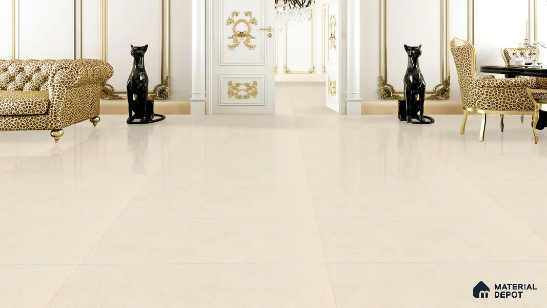 Double Charge Floor & Wall Tile TL 00432 Dualcore Vanilla Beige 4 ft x 2 ft Vitrified Glossy Finish - 9 mm | Suitable for Bedroom, Living Room, Office & Bathroom Wall