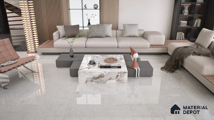 Double Charge Floor & Wall Tile TL 00434 Dualcore Misty Grey 4 ft x 2 ft Vitrified Glossy Finish - 9 mm | Suitable for Bedroom, Living Room, Office & Bathroom Wall