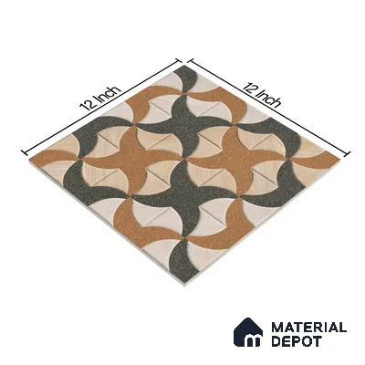 Parking Tile Star Brown 12 x 12 inch Anti Skid Matte Finish Vitrified Floor Tile - 8 mm | TL 01816 | Suitable for Parking, Terrace, Bathroom | Please Expect a Slight Variation of Pattern