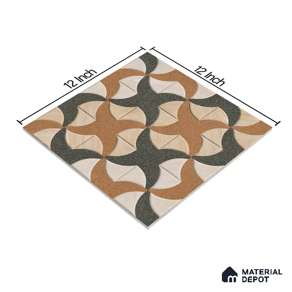 Parking Tile Star Brown 12 x 12 inch Anti Skid Matte Finish Vitrified Floor Tile - 8 mm | TL 01816 | Suitable for Parking, Terrace, Bathroom | Please Expect a Slight Variation of Pattern