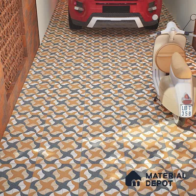 Parking Tile Star Brown 12 x 12 inch Anti Skid Matte Finish Vitrified Floor Tile - 8 mm | TL 01816 | Suitable for Parking, Terrace, Bathroom | Please Expect a Slight Variation of Pattern
