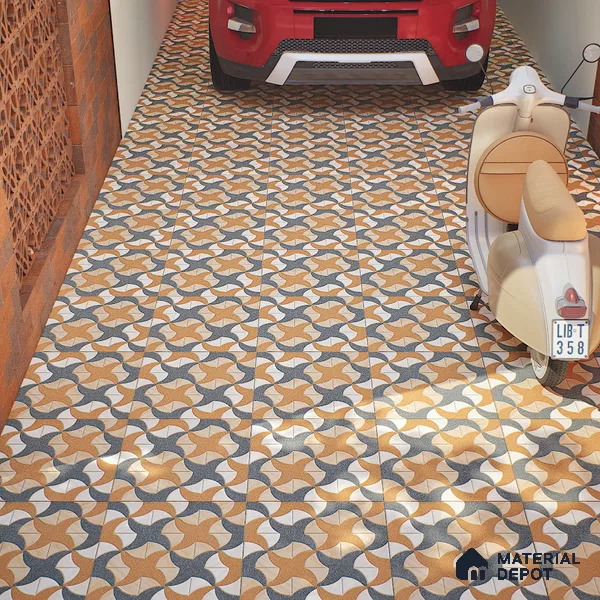 Parking Tile Star Brown 12 x 12 inch Anti Skid Matte Finish Vitrified Floor Tile - 8 mm | TL 01816 | Suitable for Parking, Terrace, Bathroom | Please Expect a Slight Variation of Pattern