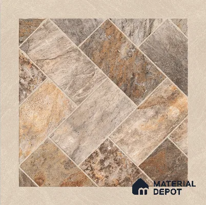 Stone Floor Tile TL 05128 B Zephyr Grain Espresso 2 ft x 2 ft Vitrified  Matte Finish - 12 mm  | Suitable for Terrace, Courtyard, Parking & Balcony