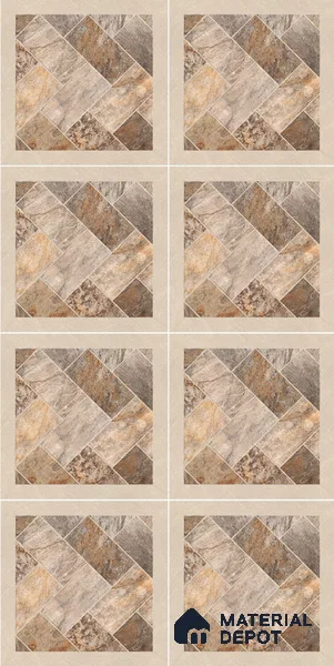 Stone Floor Tile TL 05128 B Zephyr Grain Espresso 2 ft x 2 ft Vitrified  Matte Finish - 12 mm  | Suitable for Terrace, Courtyard, Parking & Balcony