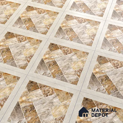 Stone Floor Tile TL 05128 B Zephyr Grain Espresso 2 ft x 2 ft Vitrified  Matte Finish - 12 mm  | Suitable for Terrace, Courtyard, Parking & Balcony