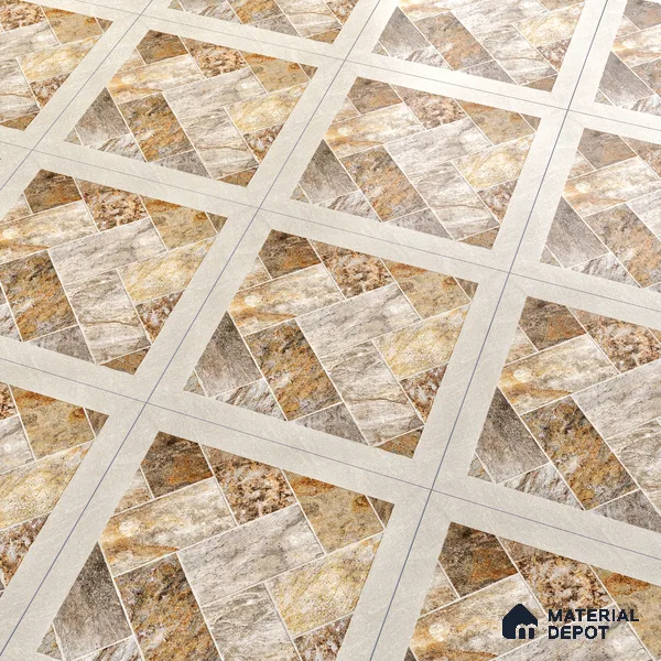 Stone Floor Tile TL 05128 B Zephyr Grain Espresso 2 ft x 2 ft Vitrified  Matte Finish - 12 mm  | Suitable for Terrace, Courtyard, Parking & Balcony