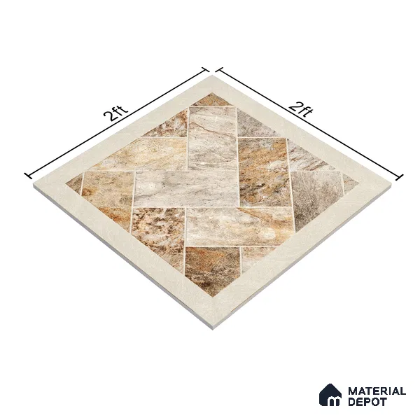 Stone Floor Tile TL 05128 B Zephyr Grain Espresso 2 ft x 2 ft Vitrified  Matte Finish - 12 mm  | Suitable for Terrace, Courtyard, Parking & Balcony