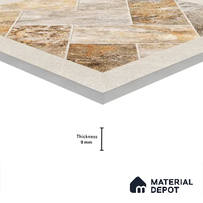 Stone Floor Tile TL 05128 B Zephyr Grain Espresso 2 ft x 2 ft Vitrified  Matte Finish - 12 mm  | Suitable for Terrace, Courtyard, Parking & Balcony