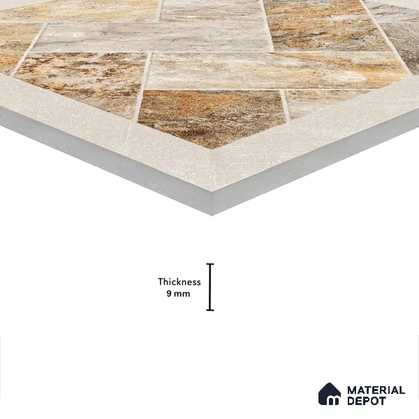 Stone Floor Tile TL 05128 B Zephyr Grain Espresso 2 ft x 2 ft Vitrified  Matte Finish - 12 mm  | Suitable for Terrace, Courtyard, Parking & Balcony