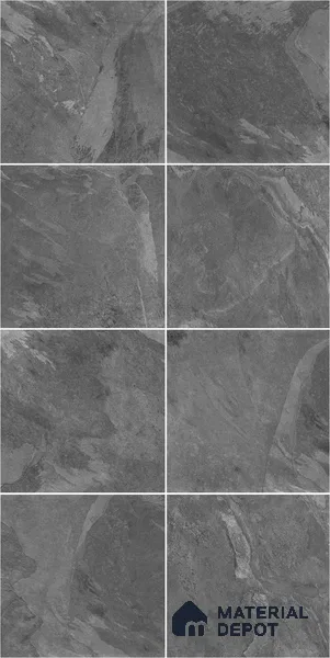 Stone Floor Tile TL 05167 Zephyr Black Pearl 2 ft x 2 ft Vitrified  Matte Finish - 12 mm (Random 8) | Suitable for Terrace, Courtyard, Parking & Balcony