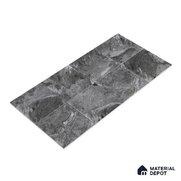 Stone Floor Tile TL 05167 Zephyr Black Pearl 2 ft x 2 ft Vitrified  Matte Finish - 12 mm (Random 8) | Suitable for Terrace, Courtyard, Parking & Balcony