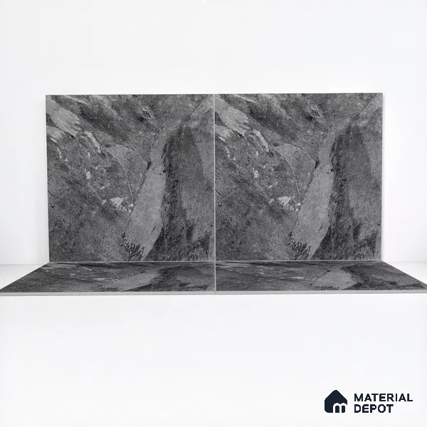 Stone Floor Tile TL 05167 Zephyr Black Pearl 2 ft x 2 ft Vitrified  Matte Finish - 12 mm (Random 8) | Suitable for Terrace, Courtyard, Parking & Balcony