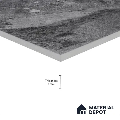 Stone Floor Tile TL 05167 Zephyr Black Pearl 2 ft x 2 ft Vitrified  Matte Finish - 12 mm (Random 8) | Suitable for Terrace, Courtyard, Parking & Balcony