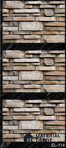 Brick Wall Tile TL 01788 Stonis Grey 18 x 12 inch Glossy Finish Ceramic Tile - 7 mm