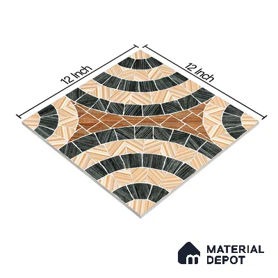 Parking Tile Geometric Beige 12 x 12 inch Anti Skid Matte Finish Vitrified Floor Tile - 8 mm | TL 01822 B | Suitable for Parking, Terrace, Bathroom