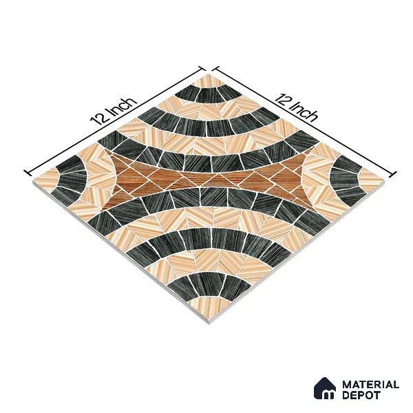 Parking Tile Geometric Beige 12 x 12 inch Anti Skid Matte Finish Vitrified Floor Tile - 8 mm | TL 01822 B | Suitable for Parking, Terrace, Bathroom