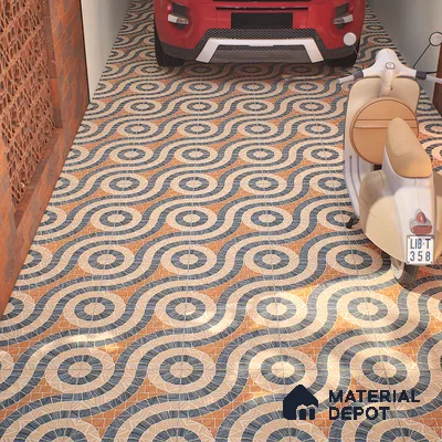 Parking Tile Geometric Beige 12 x 12 inch Anti Skid Matte Finish Vitrified Floor Tile - 8 mm | TL 01822 B | Suitable for Parking, Terrace, Bathroom