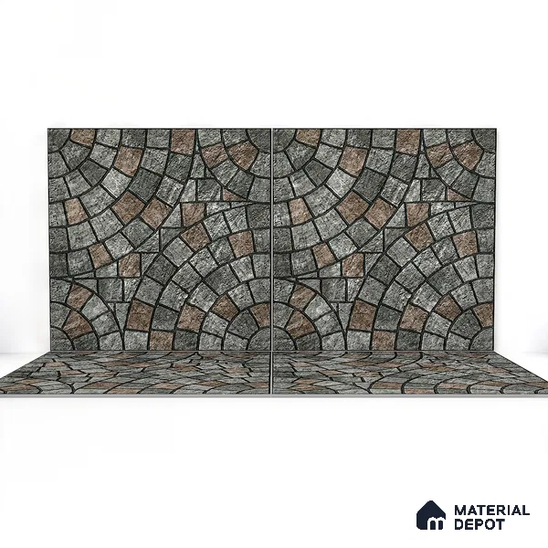 Parking Tile Geometric Black 12 x 12 inch Anti Skid Matte Finish Vitrified Floor Tile - 8 mm | TL 01822 C | Suitable for Parking, Terrace & Outdoor Areas | Suitable for Parking, Courtyard, Garden