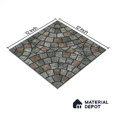 Parking Tile Geometric Black 12 x 12 inch Anti Skid Matte Finish Vitrified Floor Tile - 8 mm | TL 01822 C | Suitable for Parking, Terrace & Outdoor Areas | Suitable for Parking, Courtyard, Garden