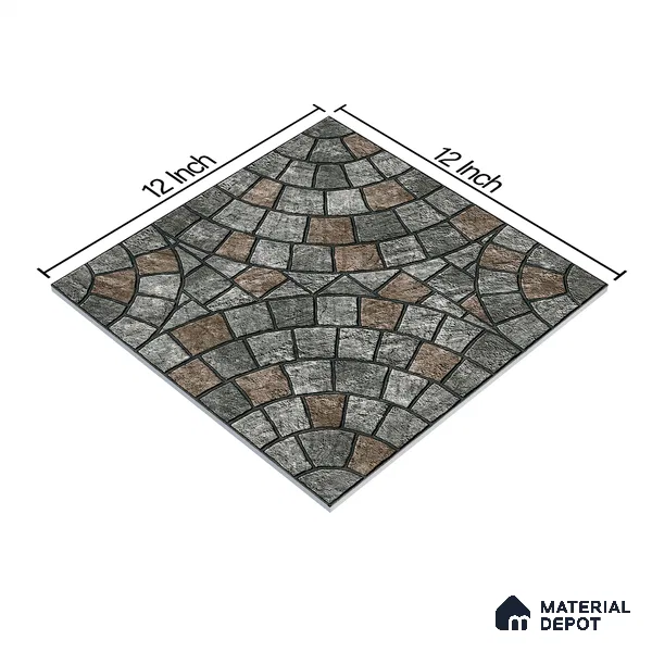 Parking Tile Geometric Black 12 x 12 inch Anti Skid Matte Finish Vitrified Floor Tile - 8 mm | TL 01822 C | Suitable for Parking, Terrace & Outdoor Areas | Suitable for Parking, Courtyard, Garden