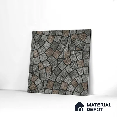 Parking Tile Geometric Black 12 x 12 inch Anti Skid Matte Finish Vitrified Floor Tile - 8 mm | TL 01822 C | Suitable for Parking, Terrace & Outdoor Areas | Suitable for Parking, Courtyard, Garden
