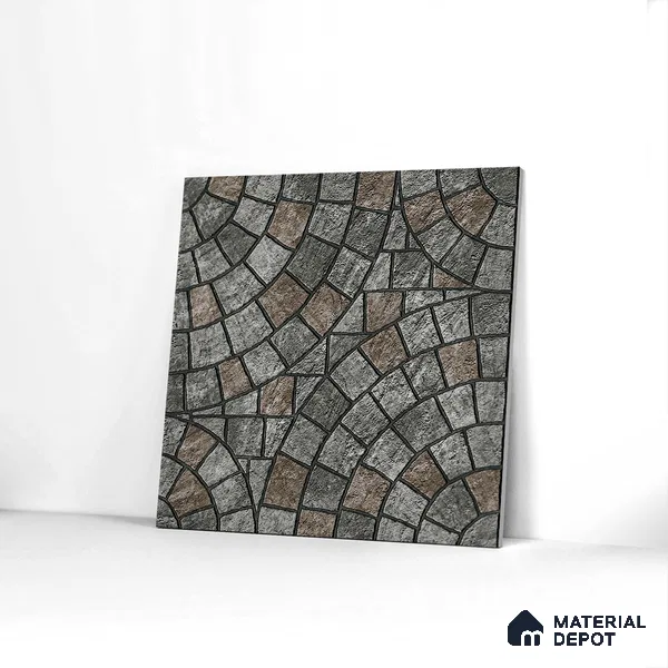 Parking Tile Geometric Black 12 x 12 inch Anti Skid Matte Finish Vitrified Floor Tile - 8 mm | TL 01822 C | Suitable for Parking, Terrace & Outdoor Areas | Suitable for Parking, Courtyard, Garden