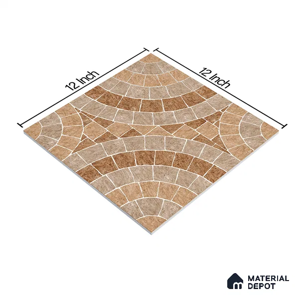 Parking Tile Stonish Brown 12 x 12 inch Anti Skid Matte Finish Vitrified Floor Tile - 8 mm | TL 01822 | Suitable for Parking, Bathroom, Balcony